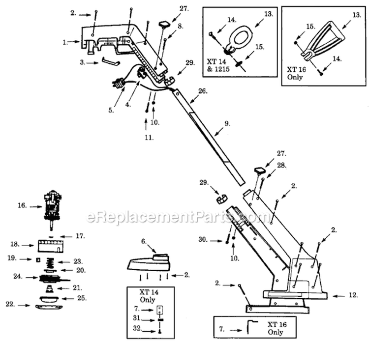 Page A Diagram and Parts List for XT16  Weed Eater Trimmer